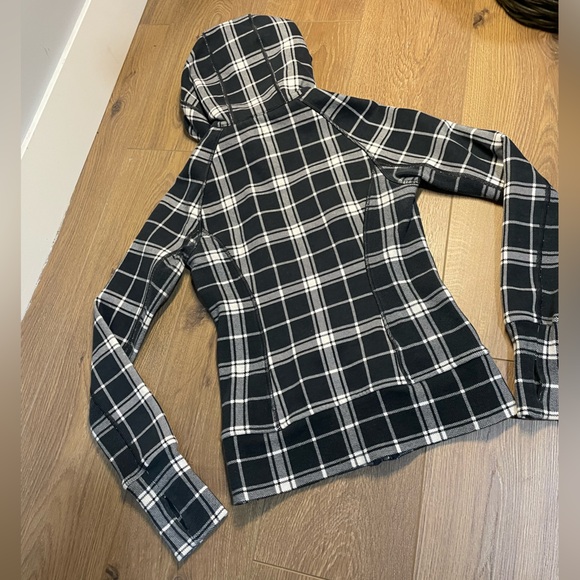Lululemon Navy White Varsity Plaid Check Scuba II Hoodie Jacket Size 2 HTF - Picture 6 of 6